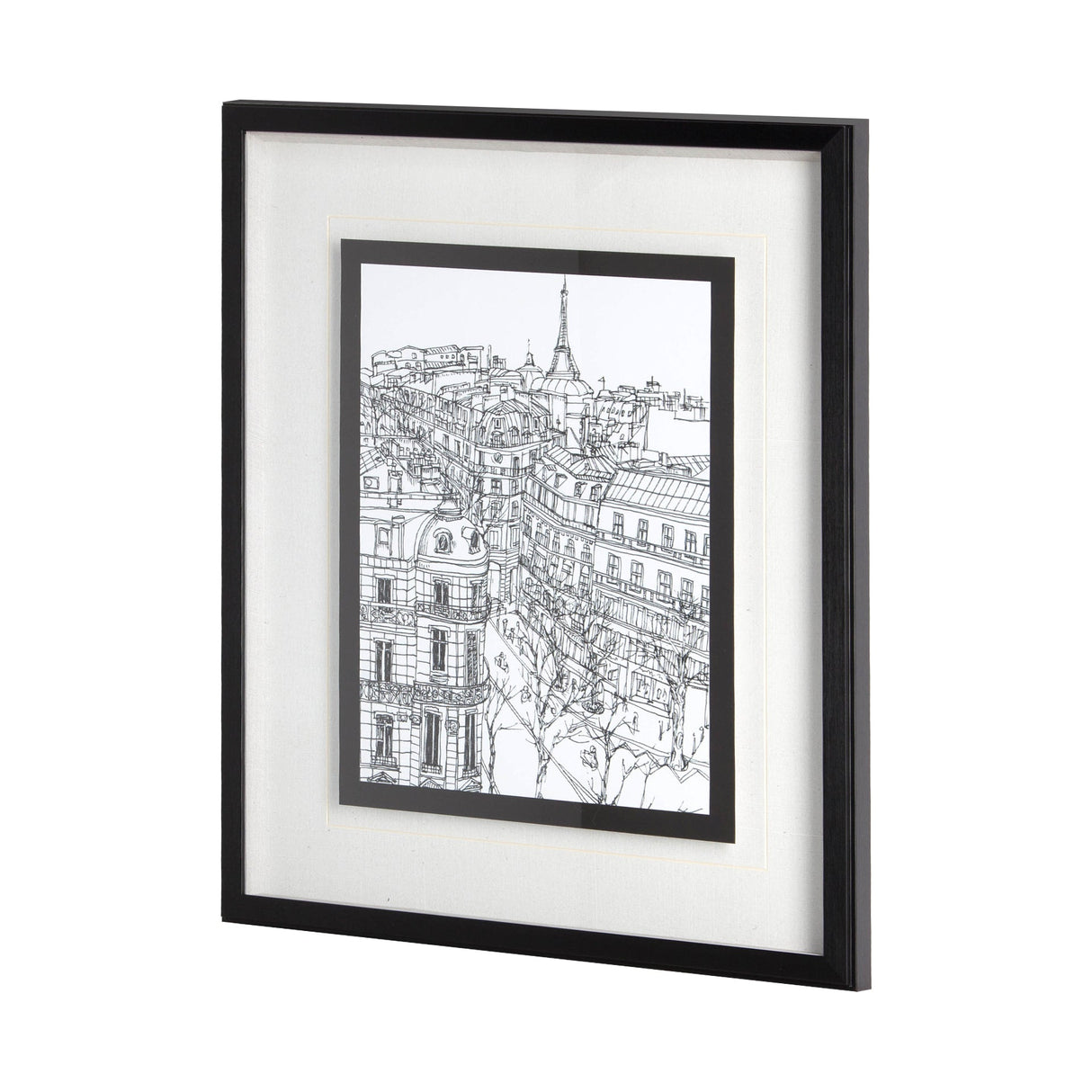 B&W City Scene IX by Melissa Wang a Hand Embellished Textured Framed Art Print Matted under Glass by Mercana at Eve Furniture