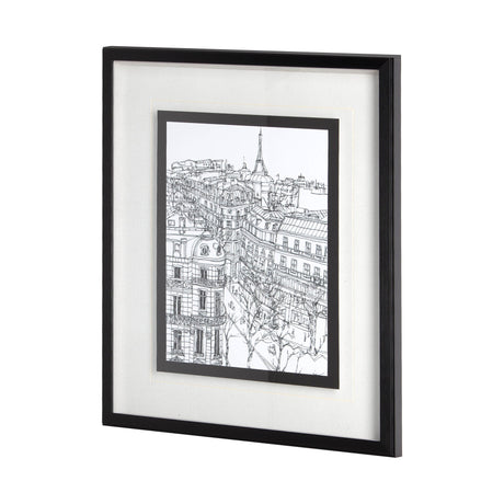 B&W City Scene IX by Melissa Wang a Hand Embellished Textured Framed Art Print Matted under Glass by Mercana at Eve Furniture
