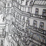B&W City Scene IX by Melissa Wang a Hand Embellished Textured Framed Art Print Matted under Glass by Mercana at Eve Furniture