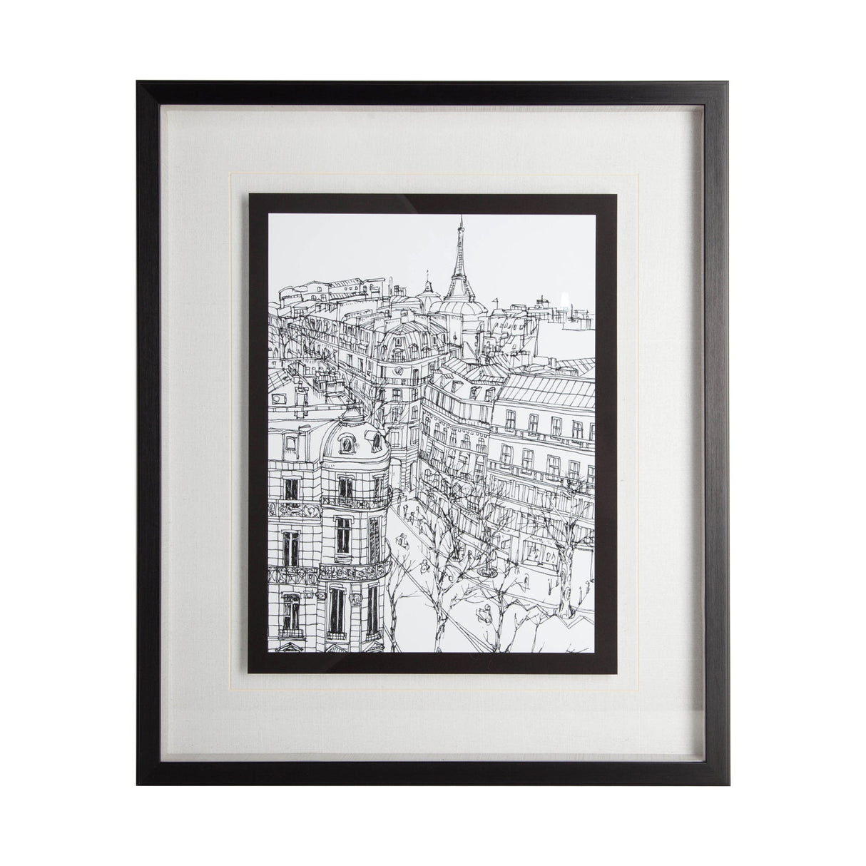 B&W City Scene IX by Melissa Wang a Hand Embellished Textured Framed Art Print Matted under Glass by Mercana at Eve Furniture