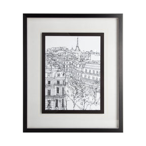 B&W City Scene IX by Melissa Wang a Hand Embellished Textured Framed Art Print Matted under Glass by Mercana at Eve Furniture