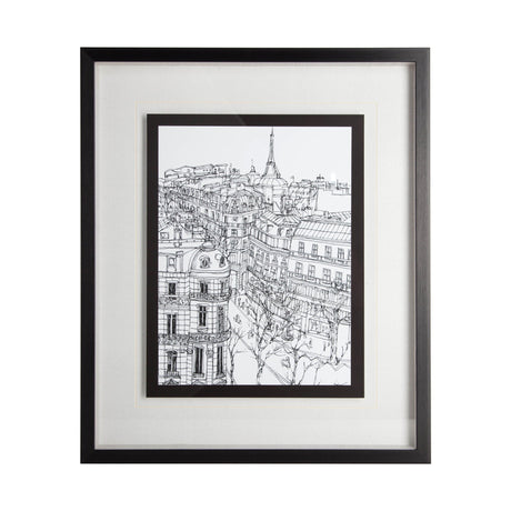 B&W City Scene IX by Melissa Wang a Hand Embellished Textured Framed Art Print Matted under Glass by Mercana at Eve Furniture