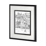 B&W City Scene V by Melissa Wang a Hand Embellished Textured Framed Art Print Matted under Glass by Mercana at Eve Furniture