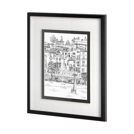 B&W City Scene V by Melissa Wang a Hand Embellished Textured Framed Art Print Matted under Glass by Mercana at Eve Furniture