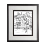 B&W City Scene V by Melissa Wang a Hand Embellished Textured Framed Art Print Matted under Glass by Mercana at Eve Furniture