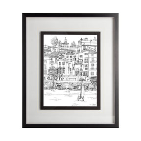 B&W City Scene V by Melissa Wang a Hand Embellished Textured Framed Art Print Matted under Glass by Mercana at Eve Furniture