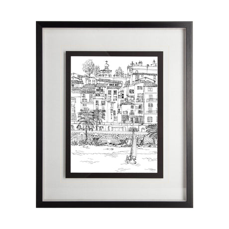 B&W City Scene V by Melissa Wang a Hand Embellished Textured Framed Art Print Matted under Glass by Mercana at Eve Furniture