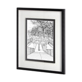 B&W City Scene VI by Melissa Wang a Hand Embellished Textured Framed Art Print Matted under Glass by Mercana at Eve Furniture