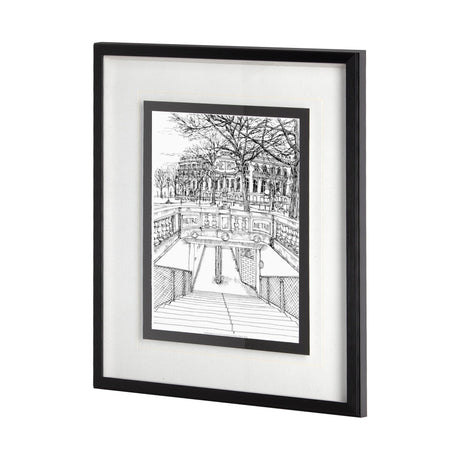 B&W City Scene VI by Melissa Wang a Hand Embellished Textured Framed Art Print Matted under Glass by Mercana at Eve Furniture