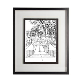 B&W City Scene VI by Melissa Wang a Hand Embellished Textured Framed Art Print Matted under Glass by Mercana at Eve Furniture