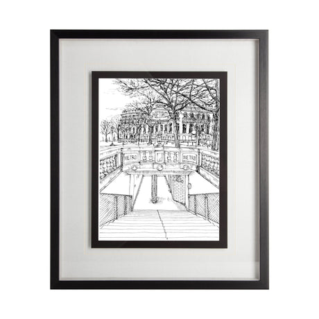 B&W City Scene VI by Melissa Wang a Hand Embellished Textured Framed Art Print Matted under Glass by Mercana at Eve Furniture