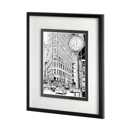 B&W City Scene VII by Melissa Wang a Hand Embellished Textured Framed Art Print Matted under Glass by Mercana at Eve Furniture