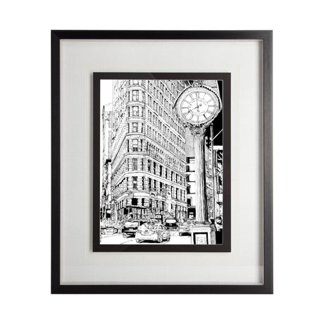 B&W City Scene VII by Melissa Wang a Hand Embellished Textured Framed Art Print Matted under Glass by Mercana at Eve Furniture