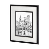B&W City Scene VIII by Melissa Wang a Hand Embellished Textured Framed Art Print Matted under Glass by Mercana at Eve Furniture