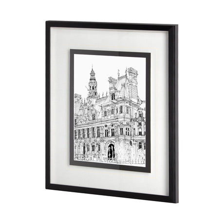 B&W City Scene VIII by Melissa Wang a Hand Embellished Textured Framed Art Print Matted under Glass by Mercana at Eve Furniture