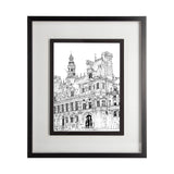 B&W City Scene VIII by Melissa Wang a Hand Embellished Textured Framed Art Print Matted under Glass by Mercana at Eve Furniture