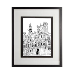 B&W City Scene VIII by Melissa Wang a Hand Embellished Textured Framed Art Print Matted under Glass by Mercana at Eve Furniture