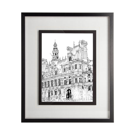 B&W City Scene VIII by Melissa Wang a Hand Embellished Textured Framed Art Print Matted under Glass by Mercana at Eve Furniture