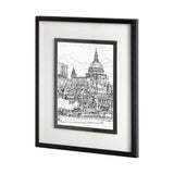 B&W City Scene X by Melissa Wang a Hand Embellished Textured Framed Art Print Matted under Glass by Mercana at Eve Furniture