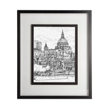 B&W City Scene X by Melissa Wang a Hand Embellished Textured Framed Art Print Matted under Glass by Mercana at Eve Furniture