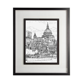 B&W City Scene X by Melissa Wang a Hand Embellished Textured Framed Art Print Matted under Glass by Mercana at Eve Furniture