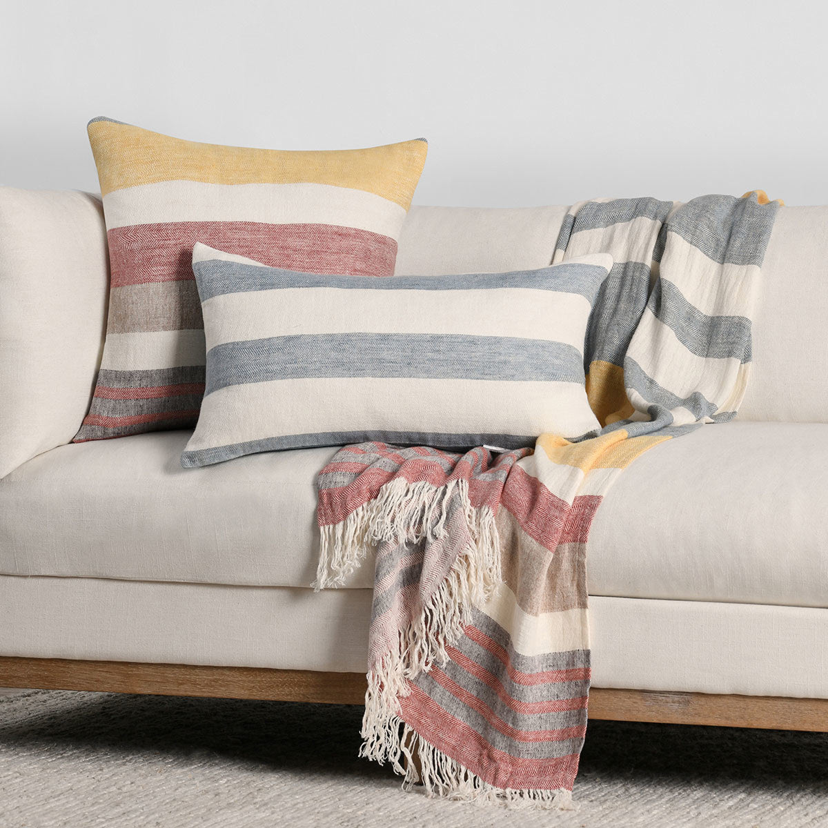 BW Crawford Yellow Multi 22x22 Throw Pillow (Set of 2) by Classic Home at Eve Furniture