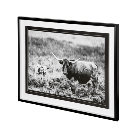 B&W Longhorn II by Tyler Stockton a Framed Photo Art Print Matted under Glass by Mercana at Eve Furniture