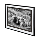 B&W Longhorn III by Tyler Stockton a Framed Photo Art Print Matted under Glass by Mercana at Eve Furniture