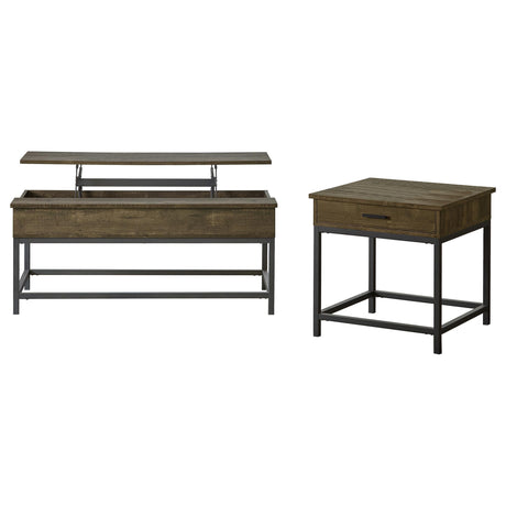Byers Brown Oak 2-Piece Lift Top Coffee and End Table Set by Coaster at Eve Furniture