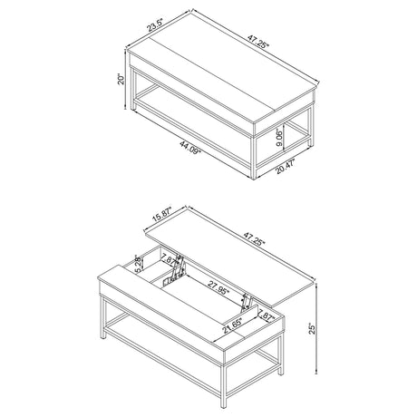 Byers Brown Oak 2-Piece Lift Top Coffee and End Table Set by Coaster at Eve Furniture