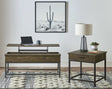 Byers Brown Oak 2-Piece Lift Top Coffee and End Table Set by Coaster at Eve Furniture