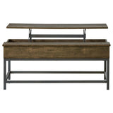 Byers Brown Oak/Sandy Black Coffee Table with Hidden Storage by Coaster at Eve Furniture