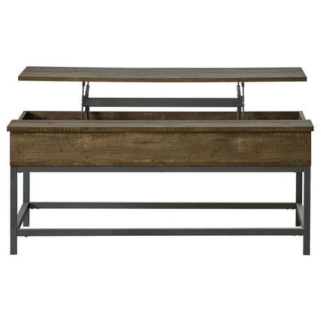 Byers Brown Oak/Sandy Black Coffee Table with Hidden Storage by Coaster at Eve Furniture
