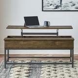 Byers Brown Oak/Sandy Black Coffee Table with Hidden Storage by Coaster at Eve Furniture