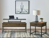 Byers Brown Oak/Sandy Black Square 1-Drawer End Table by Coaster at Eve Furniture