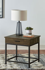 Byers Brown Oak/Sandy Black Square 1-Drawer End Table by Coaster at Eve Furniture