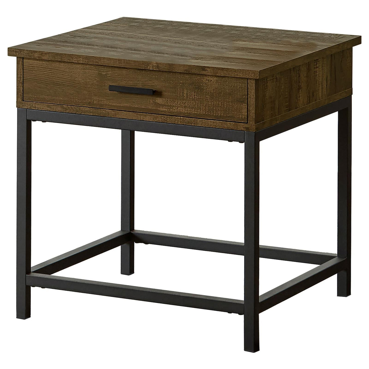 Byers Square 1-Drawer End Table Brown Oak/Sandy Black