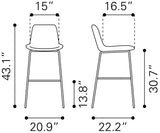 Byron Gray Barstool by Zuomod at Eve Furniture