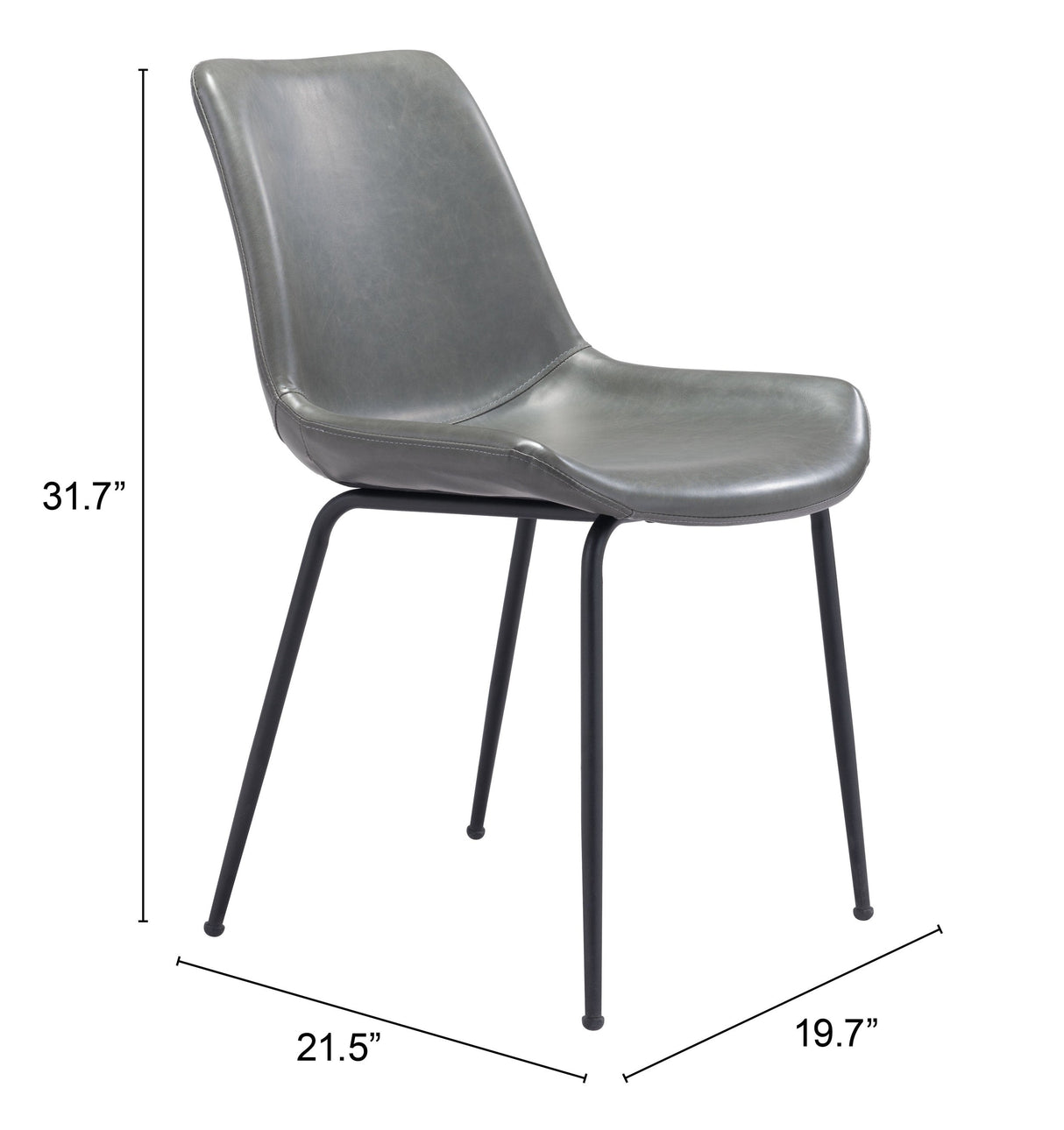 Byron Gray Dining Chair (Set of 2) by Zuomod at Eve Furniture
