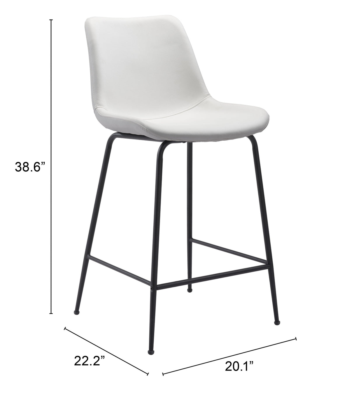 Byron White Counter Stool by Zuomod at Eve Furniture
