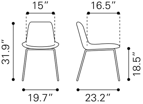 Byron White Dining Chair (Set of 2) by Zuomod at Eve Furniture