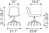 Byron White Office Chair by Zuomod at Eve Furniture