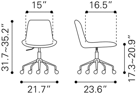 Byron White Office Chair by Zuomod at Eve Furniture