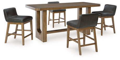 Cabalynn Light Brown Counter Height Dining Table and 4 Barstools by Ashley at Eve Furniture