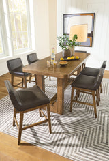 Cabalynn Light Brown Counter Height Dining Table and 6 Barstools by Ashley at Eve Furniture