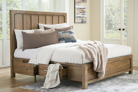 Cabalynn Light Brown California King Panel Bed with Storage by Ashley at Eve Furniture