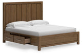 Cabalynn Light Brown California King Panel Bed with Storage by Ashley at Eve Furniture