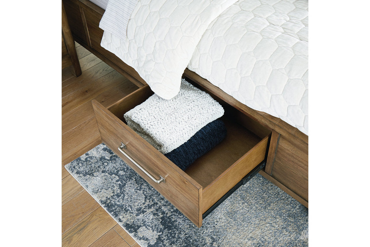 Cabalynn Light Brown California King Storage Platform Bed by Ashley at Eve Furniture