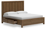 Cabalynn Light Brown California King Storage Platform Bed by Ashley at Eve Furniture