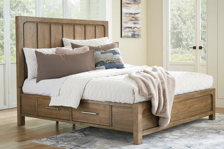 Cabalynn Light Brown California King Storage Platform Bed by Ashley at Eve Furniture